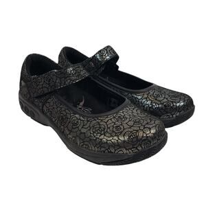 TheraFit Valentina Women's Silver Black Mary Jane Comfort Shoes Size 7.5 / 38
